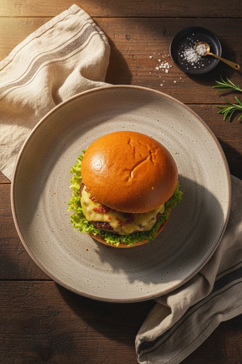 Chicken-Burger auf Teller