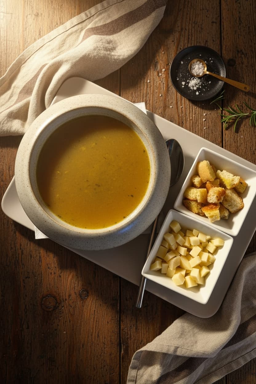 Klare Suppe mit Croûtons